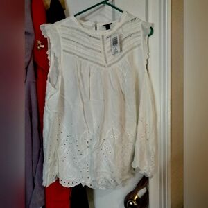 White Eyelet Sleeveless Top
